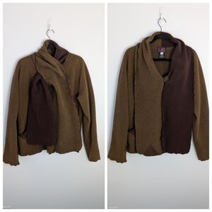 Vintage Red Rover Asymmetrical Fleece Jacket S Lagenlook Art To Wear Polartec